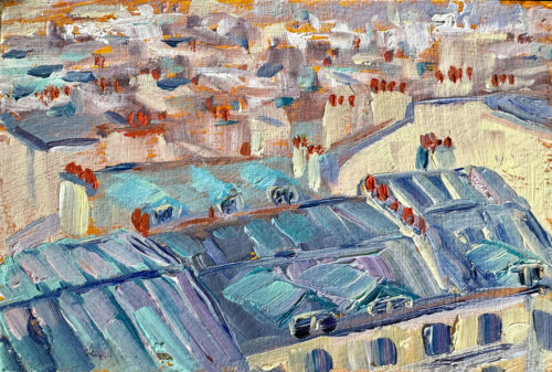 Rooftops of the Marais Painting by Stephanie Schlatter