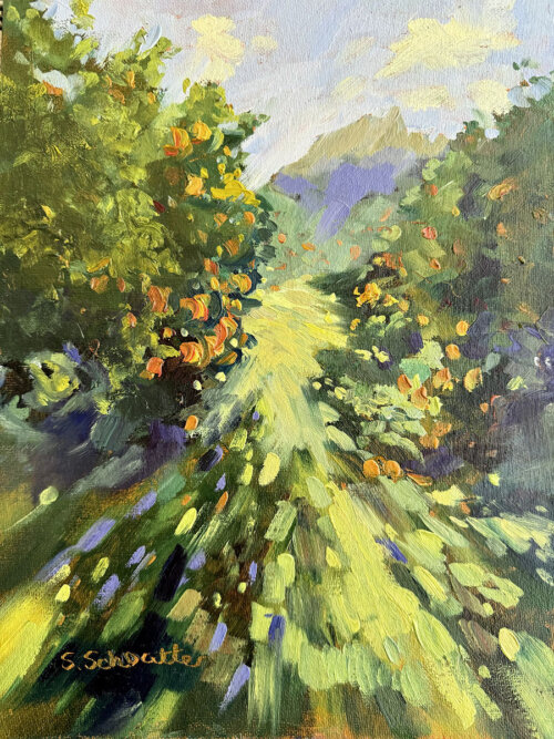 Shadows on the Orchard Painting by Stephanie Schlatter