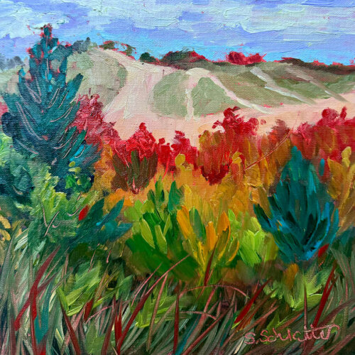 Dune Climb in Fall Painting by Stephanie Schlatter